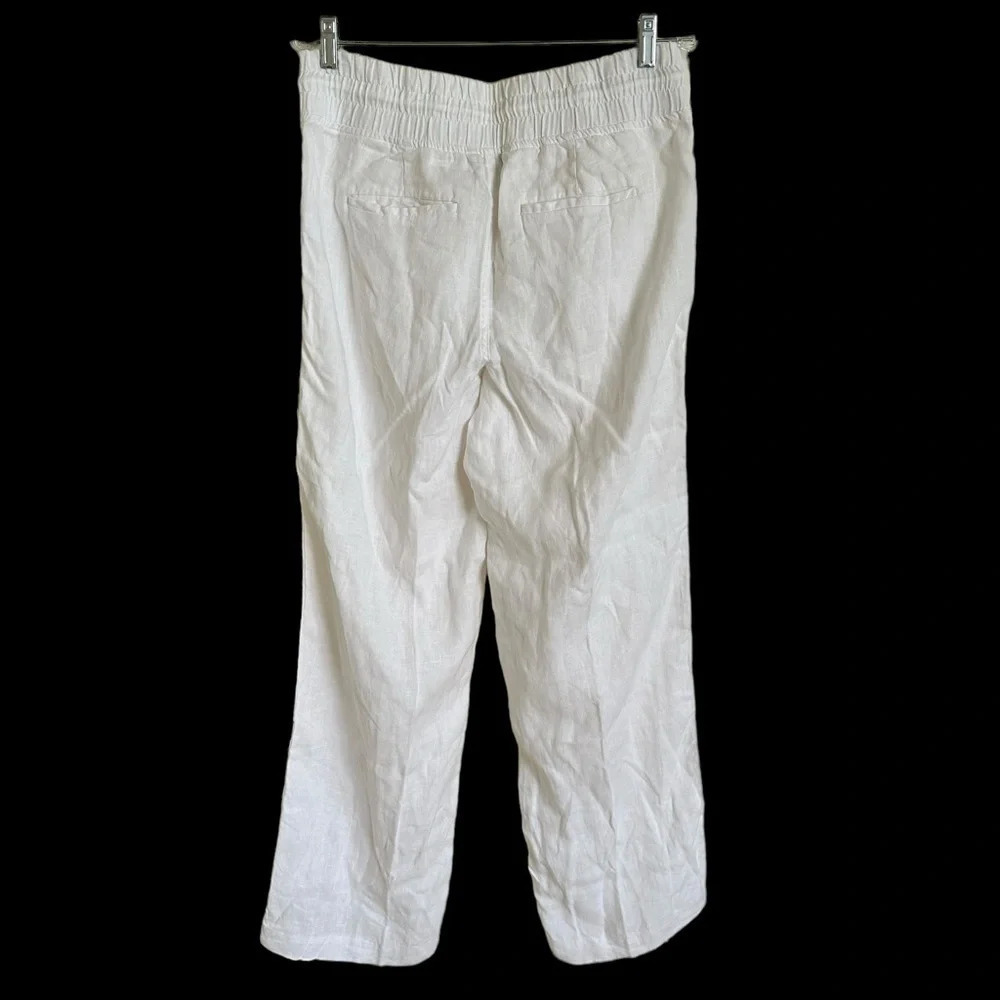 Athleta sz 10 White Linen Cabo Wide‎ Leg Pants Summer Beachy Boho Coastal 447244 - Picture 5 of 8